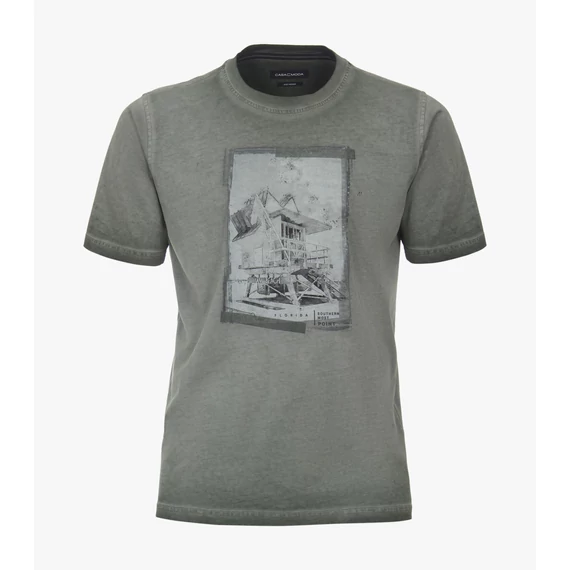 Casa Moda zöld kerek nyakú férfi mintás póló nagyméretben