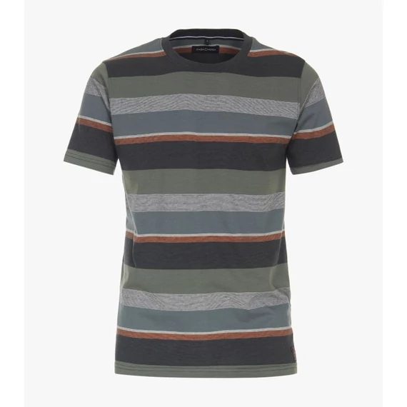 Casa Moda zöld csíkos, kerek nyakú férfi póló nagyméretben