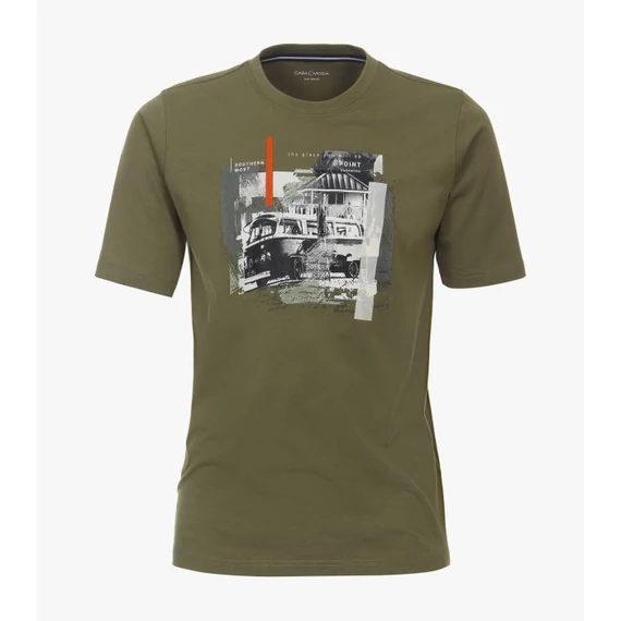 Casa Moda zöld kerek nyakú férfi mintás póló nagyméretben