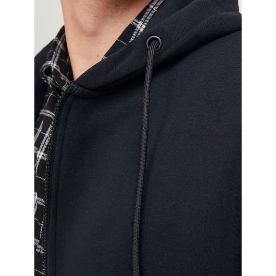 Jack&Jones fekete színű kapucnis pulóver, nagyméretben
