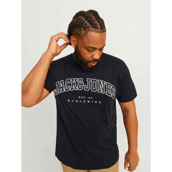 Jack&Jones feliratos fekete póló, nagyméretben