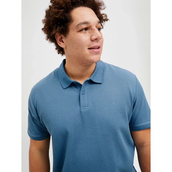 Jack&Jones türkiz galléros póló, nagyméretben